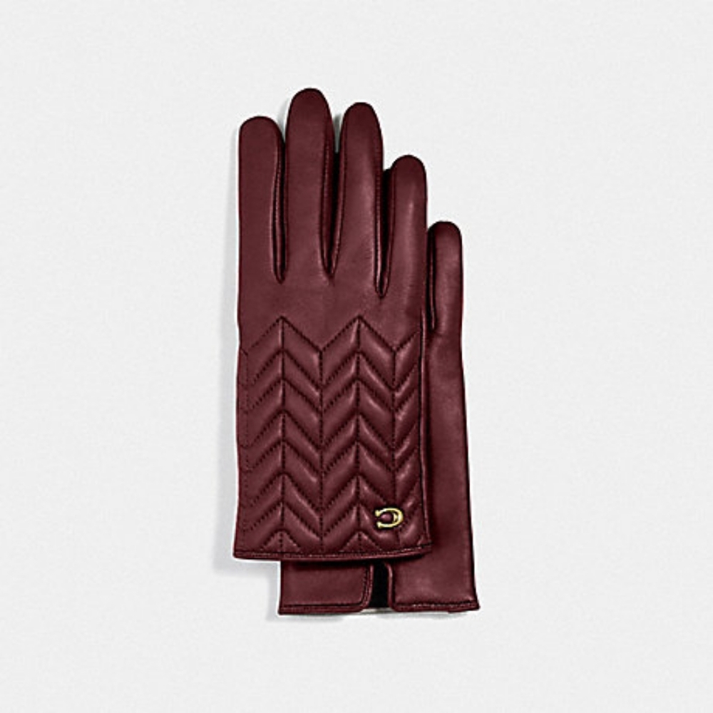 COACH SCULPTED SIGNATURE QUILTED LEATHER TECH GLOV